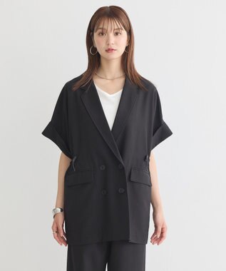 earth music&ecology 半袖サイドドロストジャケット Black