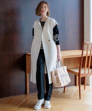 23区 【Oggi2月号掲載/洗える】ウォームストレッチ テーパード パンツ ブラック系