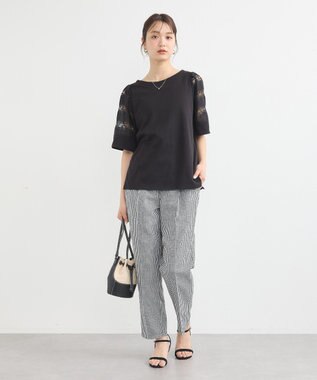 earth music&ecology フレア袖レースプルオーバー Black