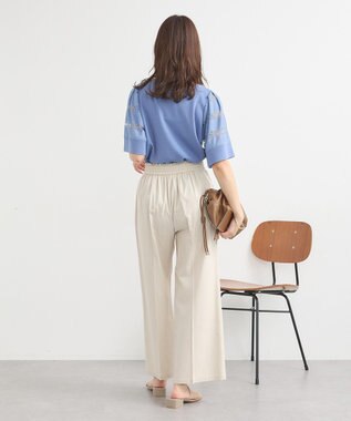 earth music&ecology フレア袖レースプルオーバー Blue