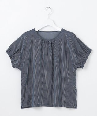 J.PRESS LADIES 【WEB限定カラーあり・洗える】ストライプジャージー フレンチスリーブ カットソー ネイビーストライプ系