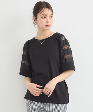 earth music&ecology フレア袖レースプルオーバー Black