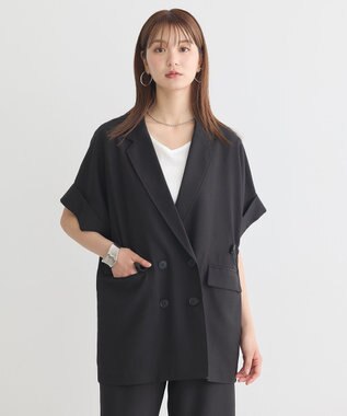 earth music&ecology 半袖サイドドロストジャケット Black