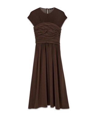 JOSEPH クレープ ド ソワ ミックス　フレアードレス Ebony