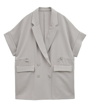 earth music&ecology 半袖サイドドロストジャケット Gray Beige