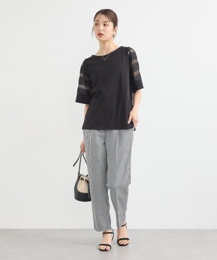 earth music&ecology フレア袖レースプルオーバー Black