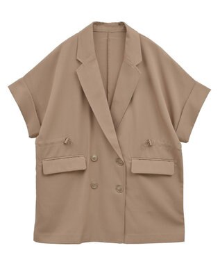 earth music&ecology 半袖サイドドロストジャケット Camel