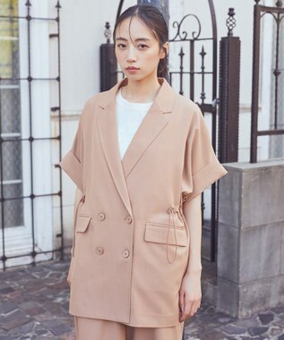 earth music&ecology 半袖サイドドロストジャケット Camel