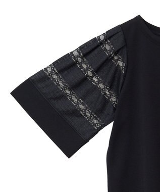 earth music&ecology フレア袖レースプルオーバー Black