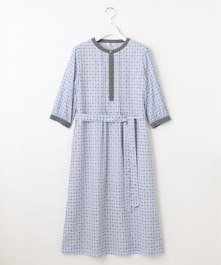 J.PRESS LADIES S 【洗える】ジオメトリックプリント ワンピース サックス系