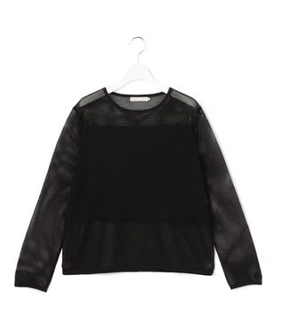 ICB L パネルパターンメッシュ ニットプルオーバー ブラック