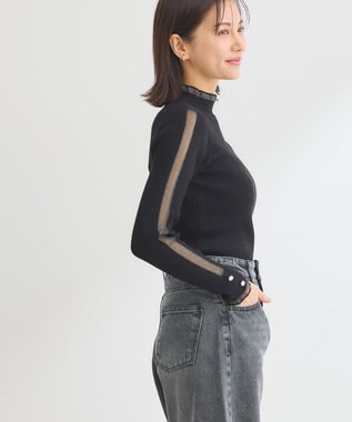 Green Parks ・ｓｗｉｎｇ　ｂｙ　シフォンフリルリブハイネック Black