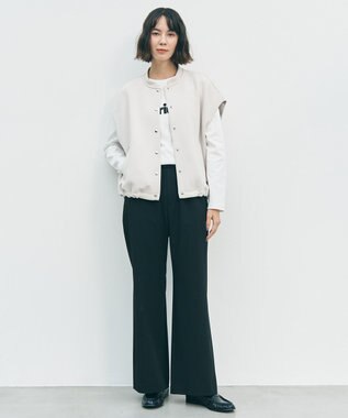 UNFILO L BEAUTY FORM JERSEY スリーブレス ブルゾン グレージュ