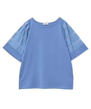 earth music&ecology フレア袖レースプルオーバー Blue