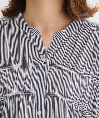 Green Parks Ｉ　シャーリングワンピース Stripe Navy