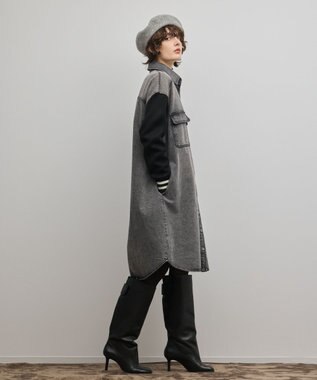 GRACE CONTINENTAL ニットスリーブデニムワンピース ブラック