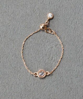 Phoebe ≪サイズ調整可能≫【金属アレルギー対応】プチベゼルストーンチェーンリング　シャンパンゴールド シャンパンゴールド