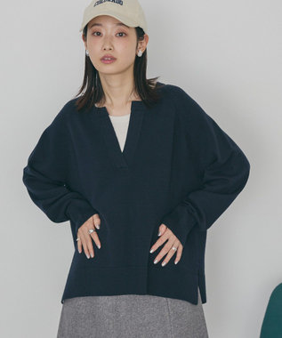 AMERICAN HOLIC バイパチカフタンラグランニットプルオーバー Navy