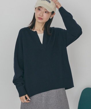 AMERICAN HOLIC バイパチカフタンラグランニットプルオーバー Navy