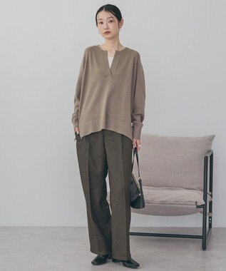 AMERICAN HOLIC バイパチカフタンラグランニットプルオーバー Gray Beige