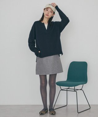 AMERICAN HOLIC バイパチカフタンラグランニットプルオーバー Navy