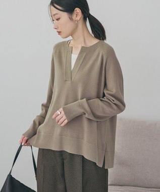 AMERICAN HOLIC バイパチカフタンラグランニットプルオーバー Gray Beige