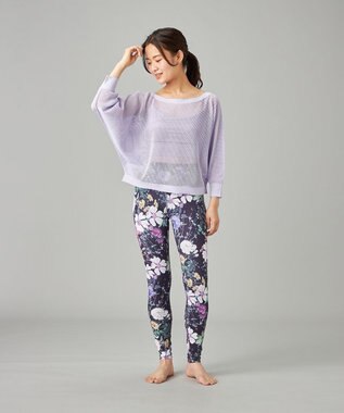 Chacott 【ノーソーイングニット】7分袖メッシュニットTシャツ ライラック