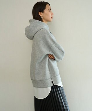 UNFILO BEAUTY FORM JERSEY サイドZIP フーディ グレー