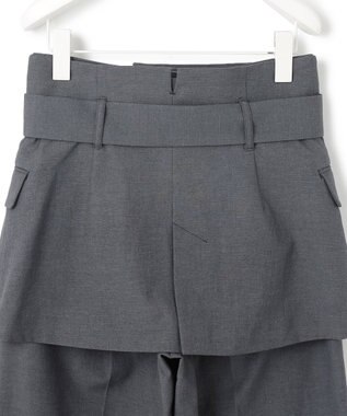 ICB 【接触冷感・UVケア・撥水・洗える】LooseWeave  スカートレイヤードワイドパンツ チャコール系