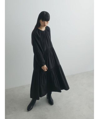 Green Parks armonia. ティアード配色パイピングワンピース Black