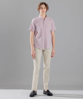 JOSEPH HOMME リネンストレッチブロード ウィングカラー半袖シャツ ローズ系