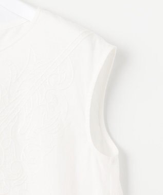 UNFILO 【撥水】レーヨン麻ライト刺繍ブラウス ホワイト系