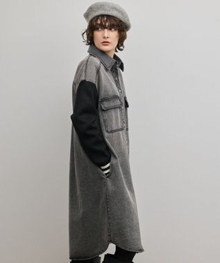 GRACE CONTINENTAL ニットスリーブデニムワンピース ブラック