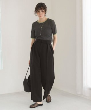 WEGO 【ANGIE VINTAGE】配色デザインリブニット ダークグレー