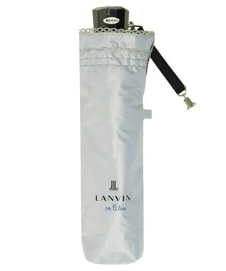 MOONBAT 【一級遮光/晴雨兼用】LANVIN en Bleu (ランバン オン ブルー)  折りたたみ日傘 ラメ刺繍 ピコレース ライトグレー