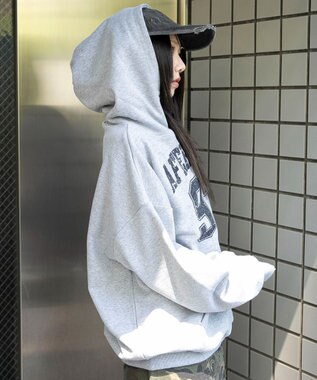 WEGO グラフィックプルパーカー 杢グレー