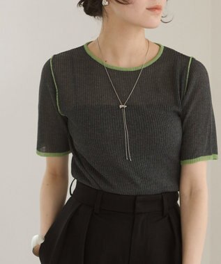WEGO 【ANGIE VINTAGE】配色デザインリブニット ダークグレー