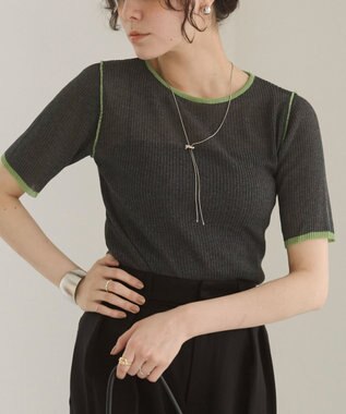 WEGO 【ANGIE VINTAGE】配色デザインリブニット ダークグレー