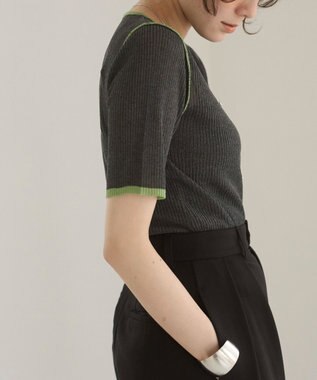WEGO 【ANGIE VINTAGE】配色デザインリブニット ダークグレー