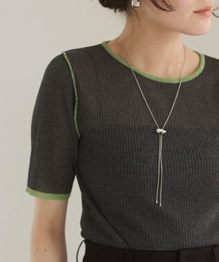WEGO 【ANGIE VINTAGE】配色デザインリブニット ダークグレー