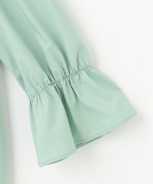 Feroux 【洗える】スタンドネックシャーリング ブラウス ライトグリーン系