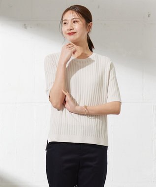 J.PRESS LADIES L 【洗える・抗菌防臭】VISCOSE STRETCH サマー ニット アイボリー系