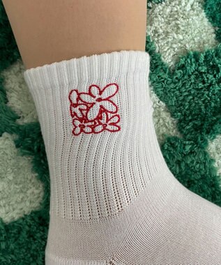 WEGO 底パイル刺繍デザインソックス（丈14㎝）