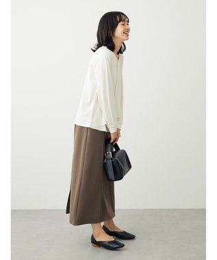 Green Parks ＢＰ　襟タック長袖ブラウソー Off White