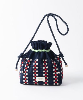 TRICOTE チェック巾着ポーチショルダー 39NAVY