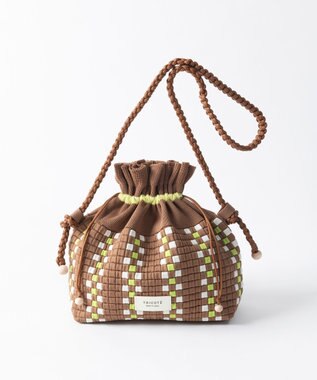 TRICOTE チェック巾着ポーチショルダー 82BEIGE