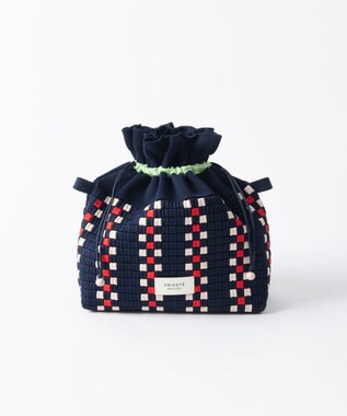 TRICOTE チェック巾着ポーチショルダー 39NAVY
