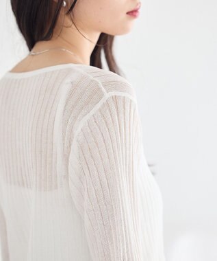 earth music&ecology シアーリブカーディガン Ecru