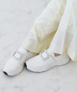 Bridget Birkin 【Bridget Birkin】ビジューバックルニットスニーカー ホワイト