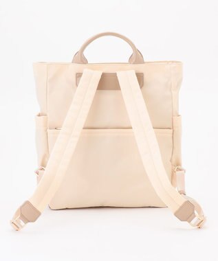 LA BAGAGERIE ツイルナイロン×エナメル リュックサック アイボリー